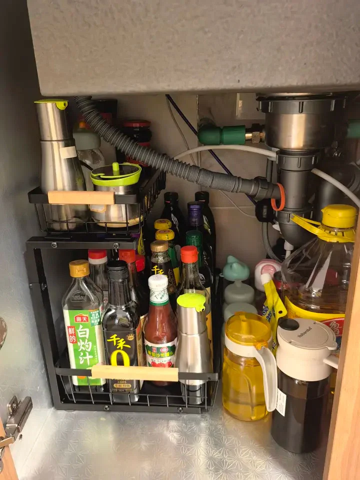 Metal Pull Out Cutlery Organizer For Cabinet